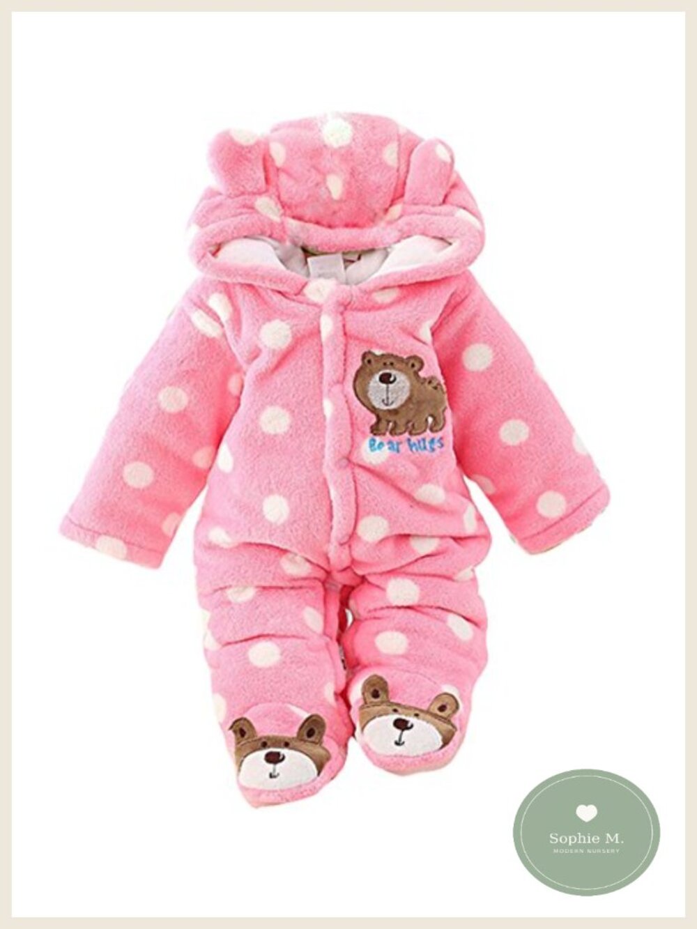 Baby Hooded Jumpsuit Fleece Romper Winter Snowsuit Infant Warm Outfit